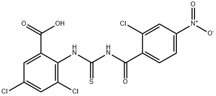 3,5-DICHLORO-2-[[[(2-CHLORO-4-NITROBENZOYL)AMINO]THIOXOMETHYL]AMINO]-BENZOIC ACID 结构式