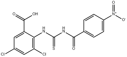 3,5-DICHLORO-2-[[[(4-NITROBENZOYL)AMINO]THIOXOMETHYL]AMINO]-BENZOIC ACID 结构式
