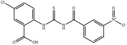 5-CHLORO-2-[[[(3-NITROBENZOYL)AMINO]THIOXOMETHYL]AMINO]-BENZOIC ACID 结构式