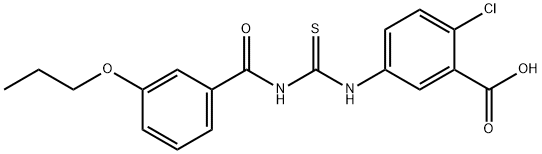 2-CHLORO-5-[[[(3-PROPOXYBENZOYL)AMINO]THIOXOMETHYL]AMINO]-BENZOIC ACID 结构式