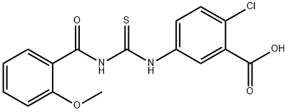 2-CHLORO-5-[[[(2-METHOXYBENZOYL)AMINO]THIOXOMETHYL]AMINO]-BENZOIC ACID 结构式