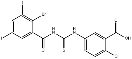 5-[[[(2-BROMO-3,5-DIIODOBENZOYL)AMINO]THIOXOMETHYL]AMINO]-2-CHLORO-BENZOIC ACID 结构式