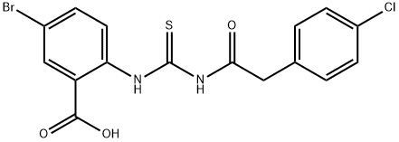 5-BROMO-2-[[[[(4-CHLOROPHENYL)ACETYL]AMINO]THIOXOMETHYL]AMINO]-BENZOIC ACID 结构式
