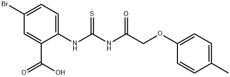 5-BROMO-2-[[[[(4-METHYLPHENOXY)ACETYL]AMINO]THIOXOMETHYL]AMINO]-BENZOIC ACID 结构式