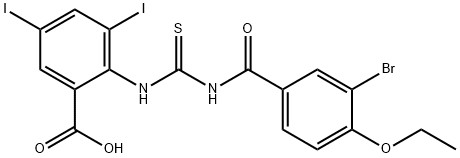 2-[[[(3-BROMO-4-ETHOXYBENZOYL)AMINO]THIOXOMETHYL]AMINO]-3,5-DIIODO-BENZOIC ACID 结构式