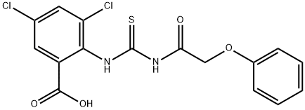 3,5-DICHLORO-2-[[[(PHENOXYACETYL)AMINO]THIOXOMETHYL]AMINO]-BENZOIC ACID 结构式