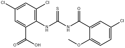 3,5-DICHLORO-2-[[[(5-CHLORO-2-METHOXYBENZOYL)AMINO]THIOXOMETHYL]AMINO]-BENZOIC ACID 结构式