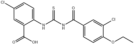 5-CHLORO-2-[[[(3-CHLORO-4-ETHOXYBENZOYL)AMINO]THIOXOMETHYL]AMINO]-BENZOIC ACID 结构式