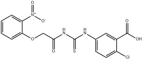 2-CHLORO-5-[[[[(2-NITROPHENOXY)ACETYL]AMINO]THIOXOMETHYL]AMINO]-BENZOIC ACID 结构式