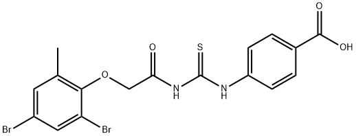4-[[[[(2,4-DIBROMO-6-METHYLPHENOXY)ACETYL]AMINO]THIOXOMETHYL]AMINO]-BENZOIC ACID 结构式