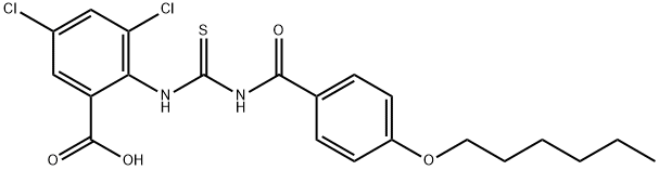 3,5-DICHLORO-2-[[[[4-(HEXYLOXY)BENZOYL]AMINO]THIOXOMETHYL]AMINO]-BENZOIC ACID 结构式