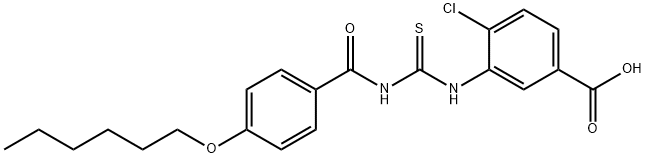 4-CHLORO-3-[[[[4-(HEXYLOXY)BENZOYL]AMINO]THIOXOMETHYL]AMINO]-BENZOIC ACID 结构式
