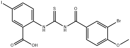 2-[[[(3-BROMO-4-METHOXYBENZOYL)AMINO]THIOXOMETHYL]AMINO]-5-IODO-BENZOIC ACID 结构式