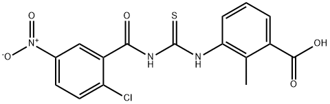 3-[[[(2-CHLORO-5-NITROBENZOYL)AMINO]THIOXOMETHYL]AMINO]-2-METHYL-BENZOIC ACID 结构式