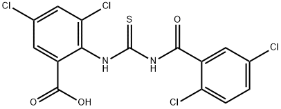 3,5-DICHLORO-2-[[[(2,5-DICHLOROBENZOYL)AMINO]THIOXOMETHYL]AMINO]-BENZOIC ACID 结构式