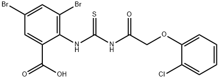 3,5-DIBROMO-2-[[[[(2-CHLOROPHENOXY)ACETYL]AMINO]THIOXOMETHYL]AMINO]-BENZOIC ACID 结构式