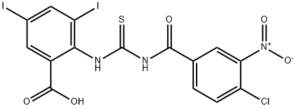 2-[[[(4-CHLORO-3-NITROBENZOYL)AMINO]THIOXOMETHYL]AMINO]-3,5-DIIODO-BENZOIC ACID 结构式