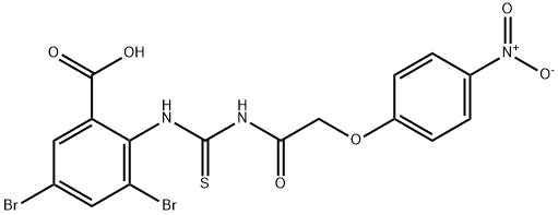 3,5-DIBROMO-2-[[[[(4-NITROPHENOXY)ACETYL]AMINO]THIOXOMETHYL]AMINO]-BENZOIC ACID 结构式