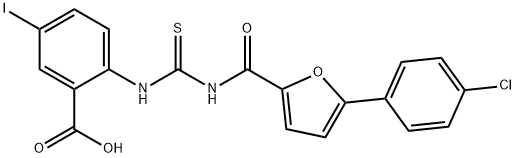 2-[[[[[5-(4-CHLOROPHENYL)-2-FURANYL]CARBONYL]AMINO]THIOXOMETHYL]AMINO]-5-IODO-BENZOIC ACID 结构式