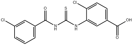 4-CHLORO-3-[[[(3-CHLOROBENZOYL)AMINO]THIOXOMETHYL]AMINO]-BENZOIC ACID 结构式