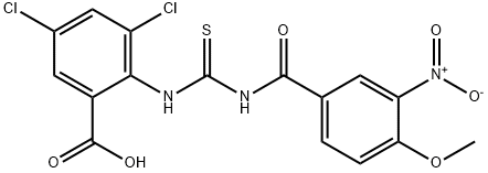 3,5-DICHLORO-2-[[[(4-METHOXY-3-NITROBENZOYL)AMINO]THIOXOMETHYL]AMINO]-BENZOIC ACID 结构式