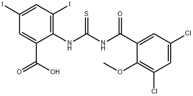 2-[[[(3,5-DICHLORO-2-METHOXYBENZOYL)AMINO]THIOXOMETHYL]AMINO]-3,5-DIIODO-BENZOIC ACID 结构式