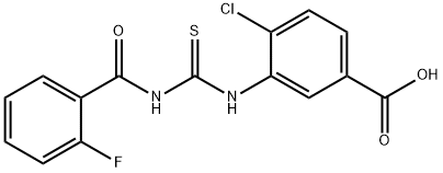 4-CHLORO-3-[[[(2-FLUOROBENZOYL)AMINO]THIOXOMETHYL]AMINO]-BENZOIC ACID 结构式