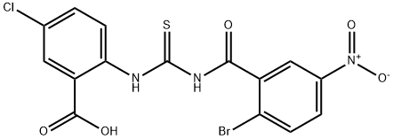 2-[[[(2-BROMO-5-NITROBENZOYL)AMINO]THIOXOMETHYL]AMINO]-5-CHLORO-BENZOIC ACID 结构式