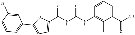 3-[[[[[5-(3-CHLOROPHENYL)-2-FURANYL]CARBONYL]AMINO]THIOXOMETHYL]AMINO]-2-METHYL-BENZOIC ACID 结构式