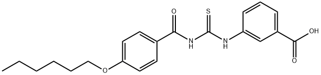 3-[[[[4-(HEXYLOXY)BENZOYL]AMINO]THIOXOMETHYL]AMINO]-BENZOIC ACID 结构式