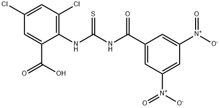 3,5-DICHLORO-2-[[[(3,5-DINITROBENZOYL)AMINO]THIOXOMETHYL]AMINO]-BENZOIC ACID 结构式