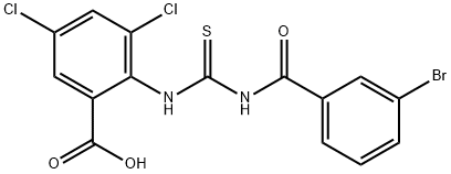 2-[[[(3-BROMOBENZOYL)AMINO]THIOXOMETHYL]AMINO]-3,5-DICHLORO-BENZOIC ACID 结构式