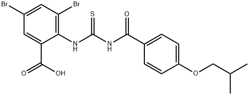 3,5-DIBROMO-2-[[[[4-(2-METHYLPROPOXY)BENZOYL]AMINO]THIOXOMETHYL]AMINO]-BENZOIC ACID 结构式