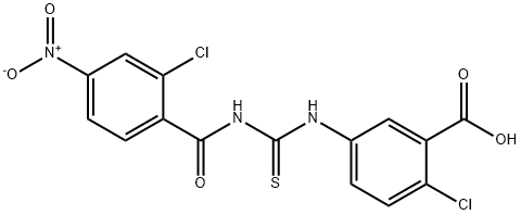 2-CHLORO-5-[[[(2-CHLORO-4-NITROBENZOYL)AMINO]THIOXOMETHYL]AMINO]-BENZOIC ACID 结构式