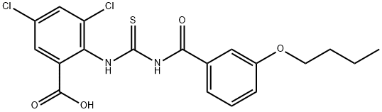 2-[[[(3-BUTOXYBENZOYL)AMINO]THIOXOMETHYL]AMINO]-3,5-DICHLORO-BENZOIC ACID 结构式