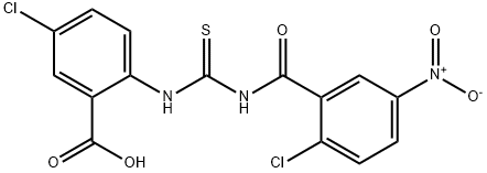 5-CHLORO-2-[[[(2-CHLORO-5-NITROBENZOYL)AMINO]THIOXOMETHYL]AMINO]-BENZOIC ACID 结构式