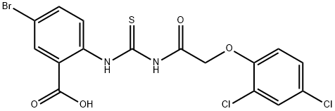 5-BROMO-2-[[[[(2,4-DICHLOROPHENOXY)ACETYL]AMINO]THIOXOMETHYL]AMINO]-BENZOIC ACID 结构式