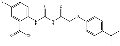 5-CHLORO-2-[[[[[4-(1-METHYLETHYL)PHENOXY]ACETYL]AMINO]THIOXOMETHYL]AMINO]-BENZOIC ACID 结构式