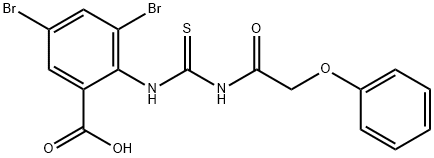 3,5-DIBROMO-2-[[[(PHENOXYACETYL)AMINO]THIOXOMETHYL]AMINO]-BENZOIC ACID 结构式