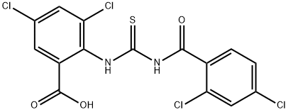 3,5-DICHLORO-2-[[[(2,4-DICHLOROBENZOYL)AMINO]THIOXOMETHYL]AMINO]-BENZOIC ACID 结构式