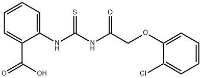 2-[[[[(2-CHLOROPHENOXY)ACETYL]AMINO]THIOXOMETHYL]AMINO]-BENZOIC ACID 结构式