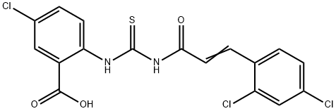 5-CHLORO-2-[[[[3-(2,4-DICHLOROPHENYL)-1-OXO-2-PROPENYL]AMINO]THIOXOMETHYL]AMINO]-BENZOIC ACID 结构式