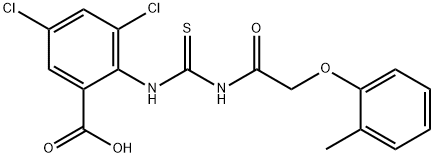 3,5-DICHLORO-2-[[[[(2-METHYLPHENOXY)ACETYL]AMINO]THIOXOMETHYL]AMINO]-BENZOIC ACID 结构式