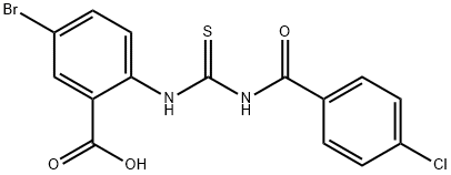 5-BROMO-2-[[[(4-CHLOROBENZOYL)AMINO]THIOXOMETHYL]AMINO]-BENZOIC ACID 结构式