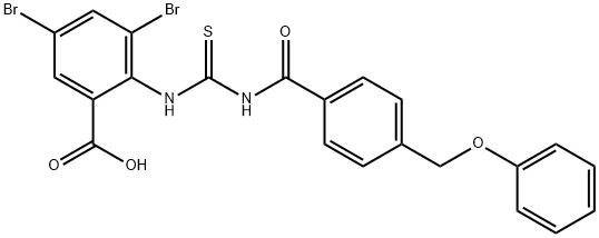 3,5-DIBROMO-2-[[[[4-(PHENOXYMETHYL)BENZOYL]AMINO]THIOXOMETHYL]AMINO]-BENZOIC ACID 结构式