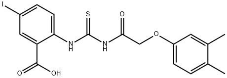 2-[[[[(3,4-DIMETHYLPHENOXY)ACETYL]AMINO]THIOXOMETHYL]AMINO]-5-IODO-BENZOIC ACID 结构式