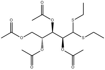 2-O,3-O,4-O,5-O-Tetraacetyl-1,1-bis(ethylthio)-1-deoxo-D-arabinose 结构式