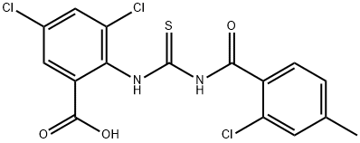 3,5-DICHLORO-2-[[[(2-CHLORO-4-METHYLBENZOYL)AMINO]THIOXOMETHYL]AMINO]-BENZOIC ACID 结构式