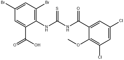 3,5-DIBROMO-2-[[[(3,5-DICHLORO-2-METHOXYBENZOYL)AMINO]THIOXOMETHYL]AMINO]-BENZOIC ACID 结构式