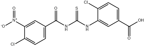 4-CHLORO-3-[[[(4-CHLORO-3-NITROBENZOYL)AMINO]THIOXOMETHYL]AMINO]-BENZOIC ACID 结构式